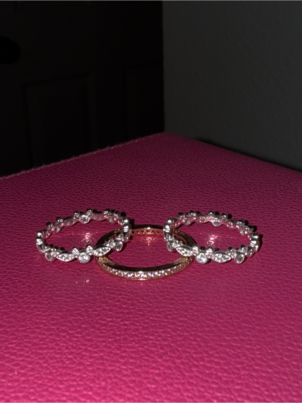 Pandora Disney Women's Rose Gold and Silver Cubic Zirconia Stackable Rings